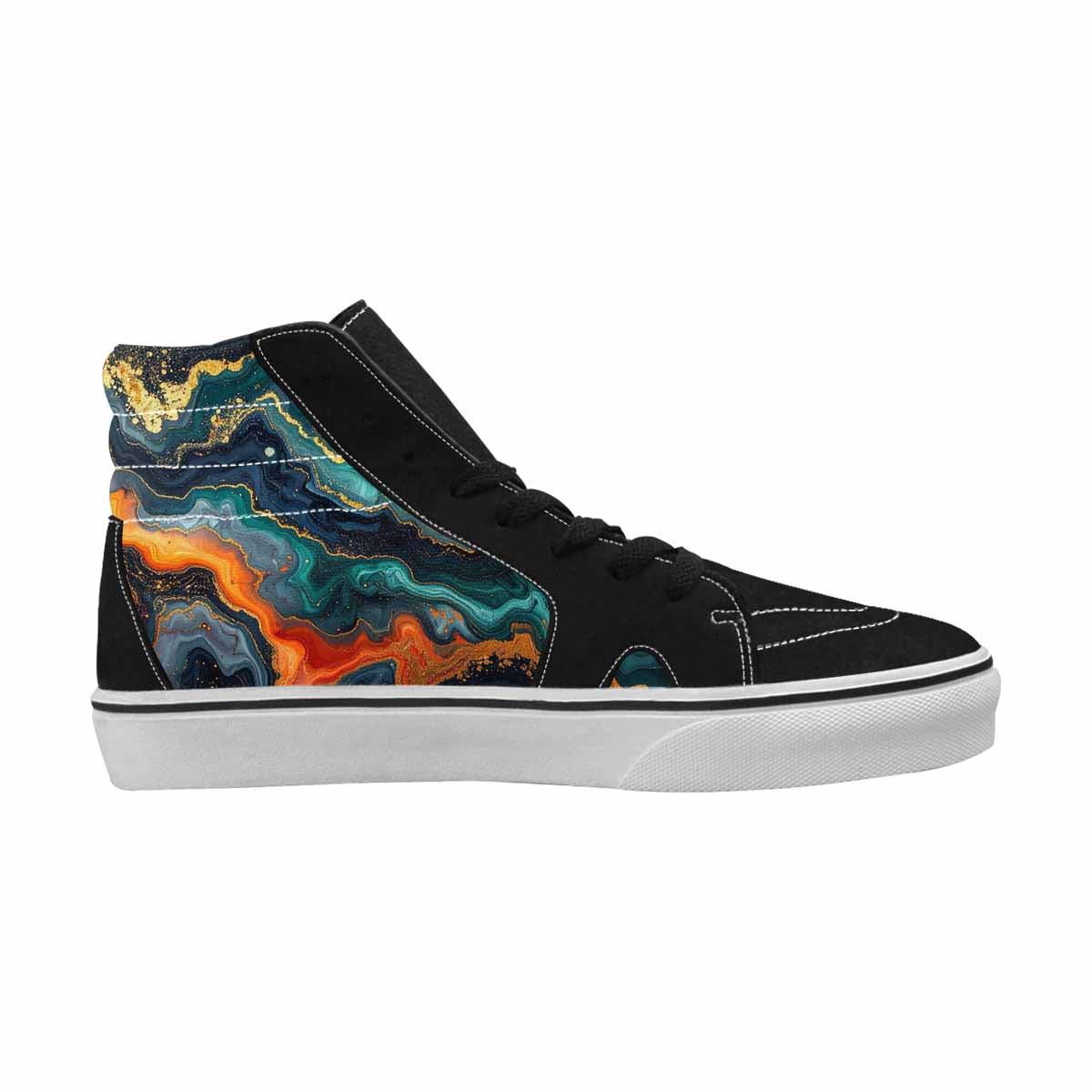 WOMEN'S Marble Dark High Top Canvas Neon Fantasy Custom Sneakers