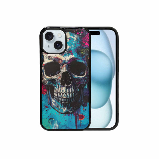 iPhone 15 Case — Skulls Roses Acid Wash Custom, Original Design Phone Case