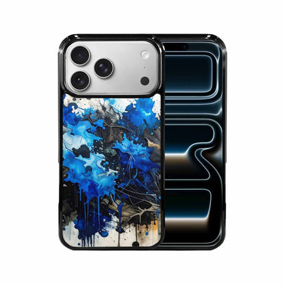 iPhone 17 Pro Max Case — Black &amp; Blue Ink Camo, Unique Phone Case Design