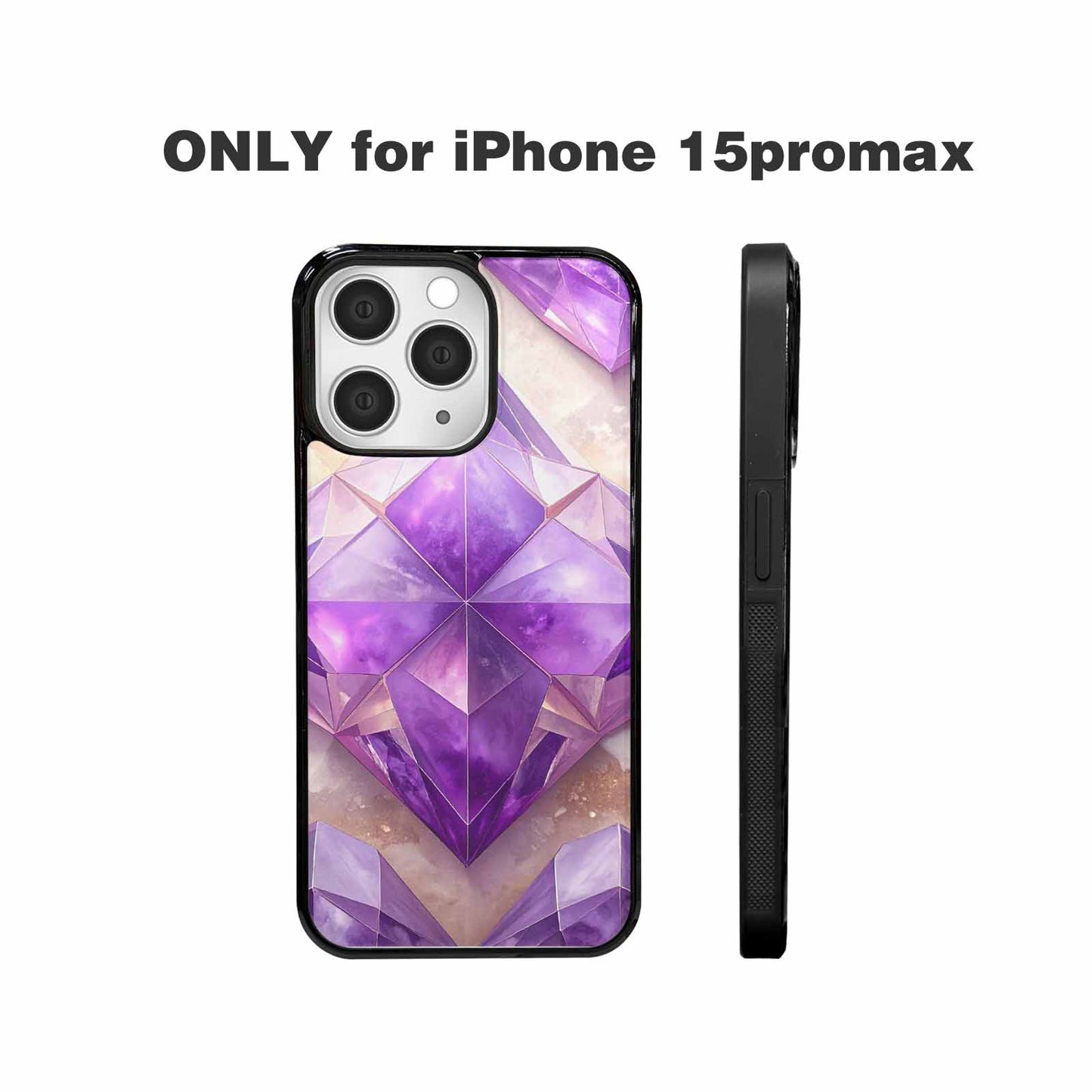 iPhone 15 Pro Max Case — Amethyst Crystal Art Pattern, Original Design Phone Case