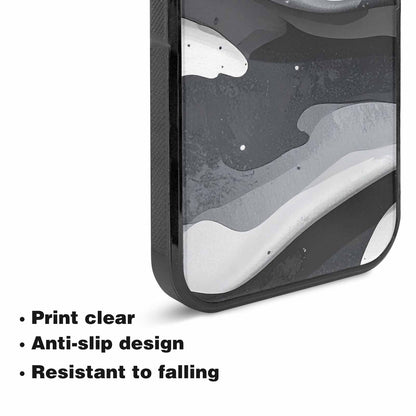 iPhone 15 Case — Grey Camo Print, Custom Designed Case Cover