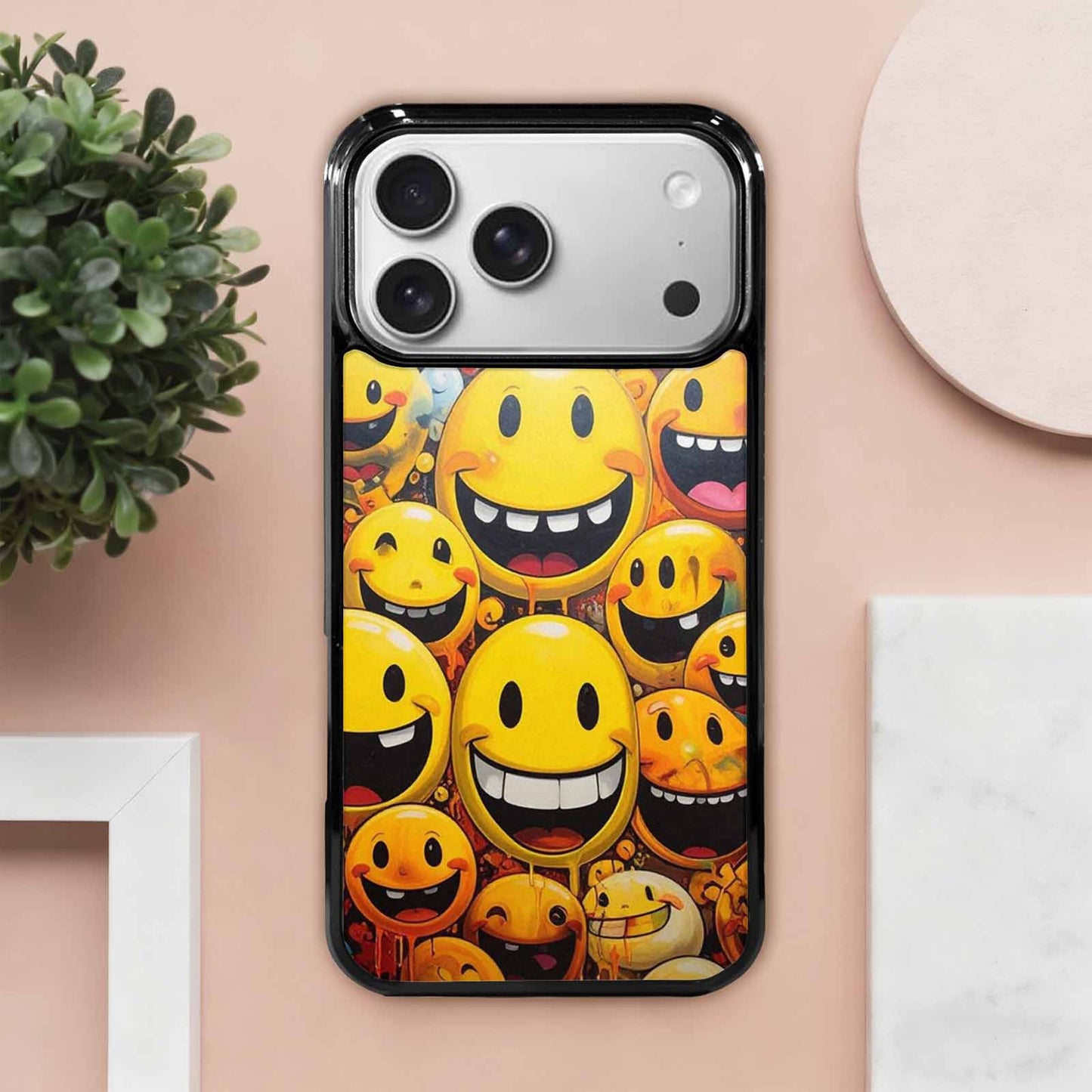 iPhone 17 Pro Max Case — Melting Moon Smiley Original Art, Custom Made Phone Cover