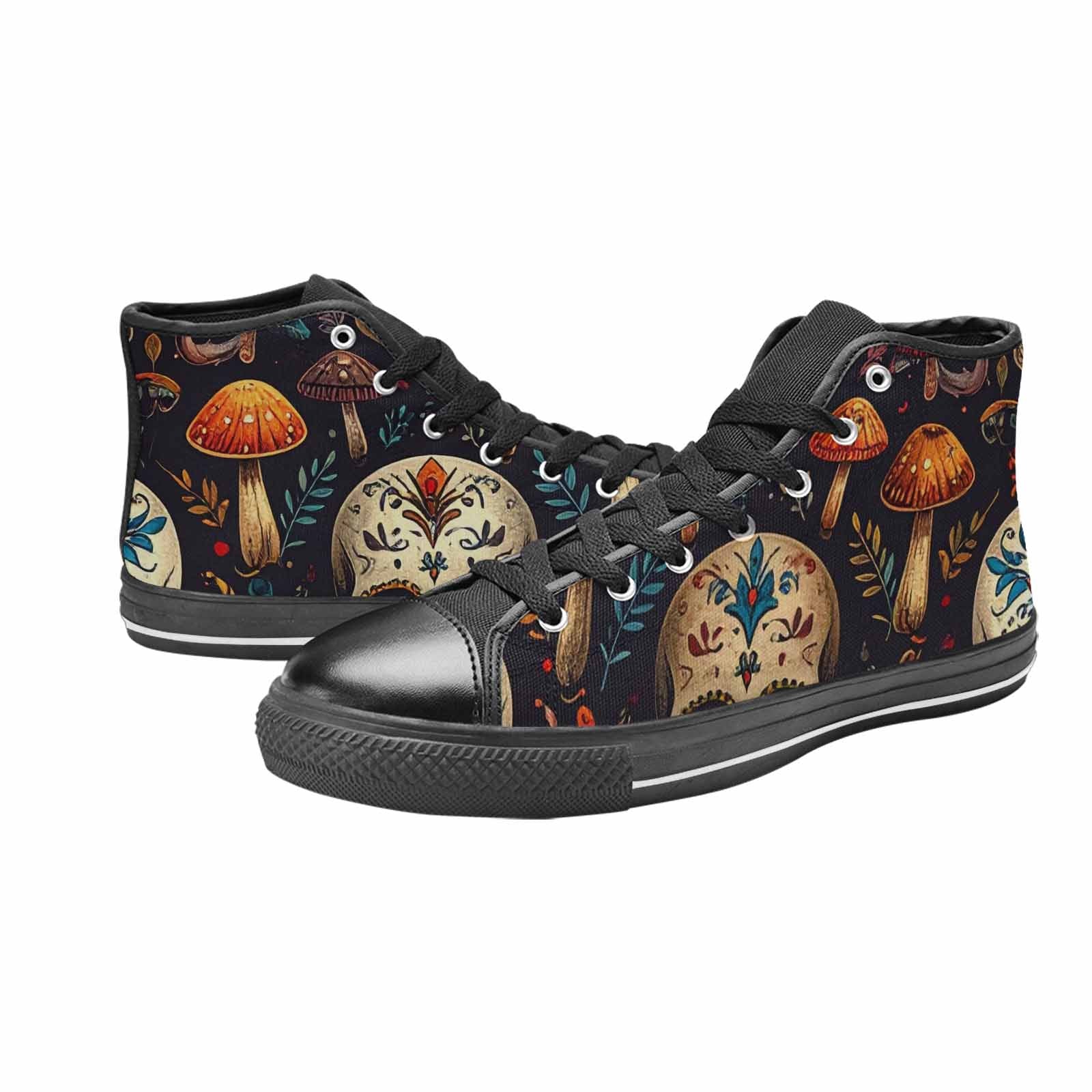 MEN'S Mushrooms And Skulls High Top Canvas Vivid Shoes