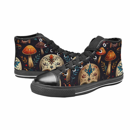 MEN'S Mushrooms And Skulls High Top Canvas Vivid Shoes
