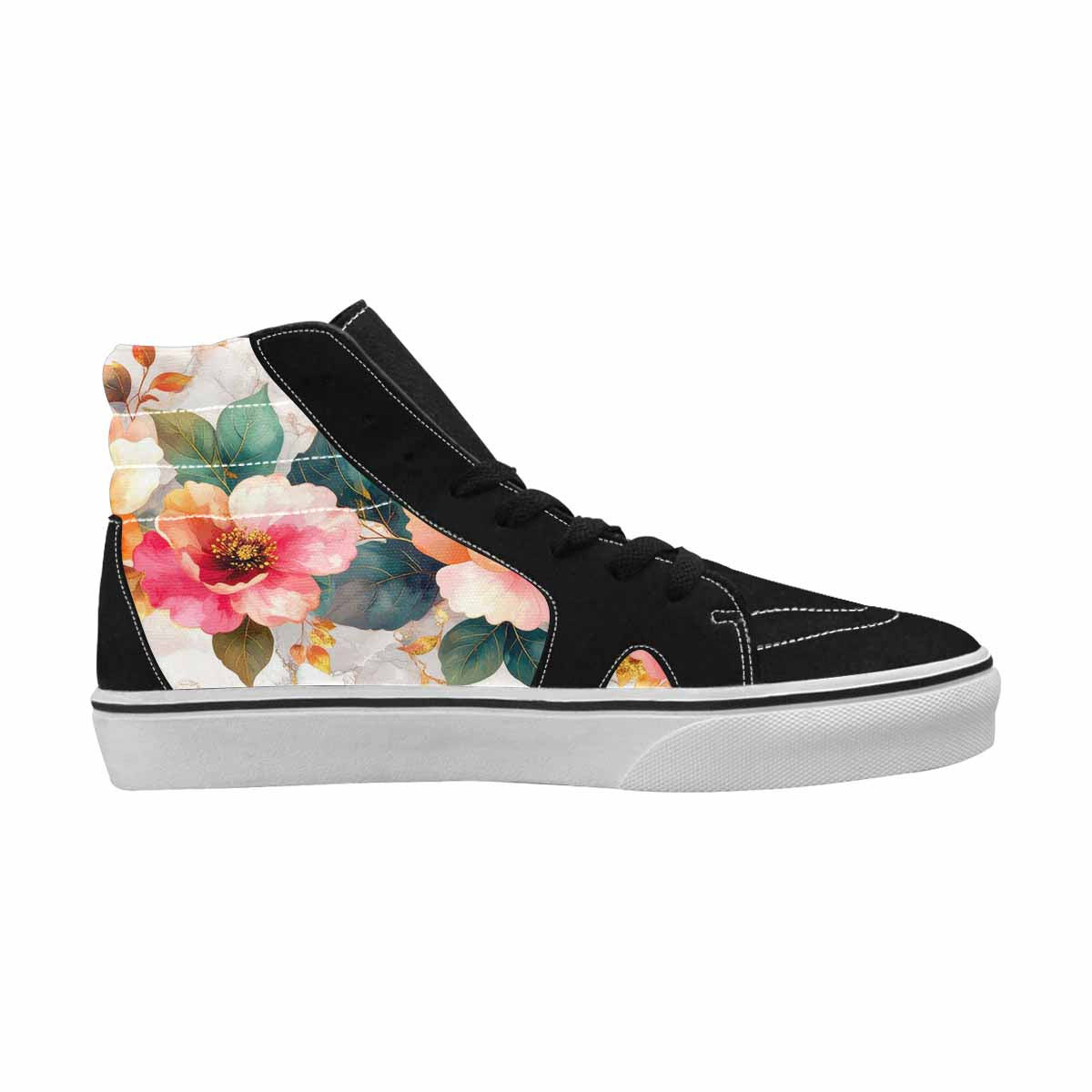 MEN'S Marble Floral High Top Canvas Grunge Custom Shoes