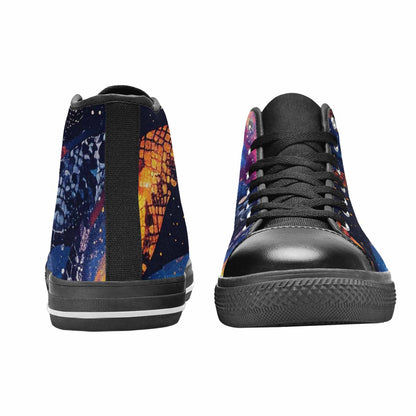 WOMEN'S Galaxy Snake Print High Top Canvas Vivid Custom Sneakers