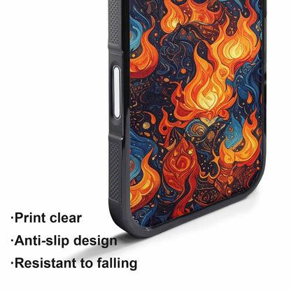 iPhone 17 Pro Max Case — Small Fire Flame Pattern, Original Art, Custom Printed Phone Case