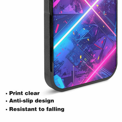 iPhone 15 Case — Neon Grid Confetti, Unique Phone Case Design