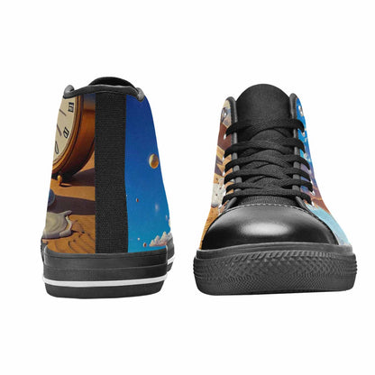 WOMEN'S Surrealist Desert Dreamscape High Top Canvas Neon Fantasy Custom Sneakers