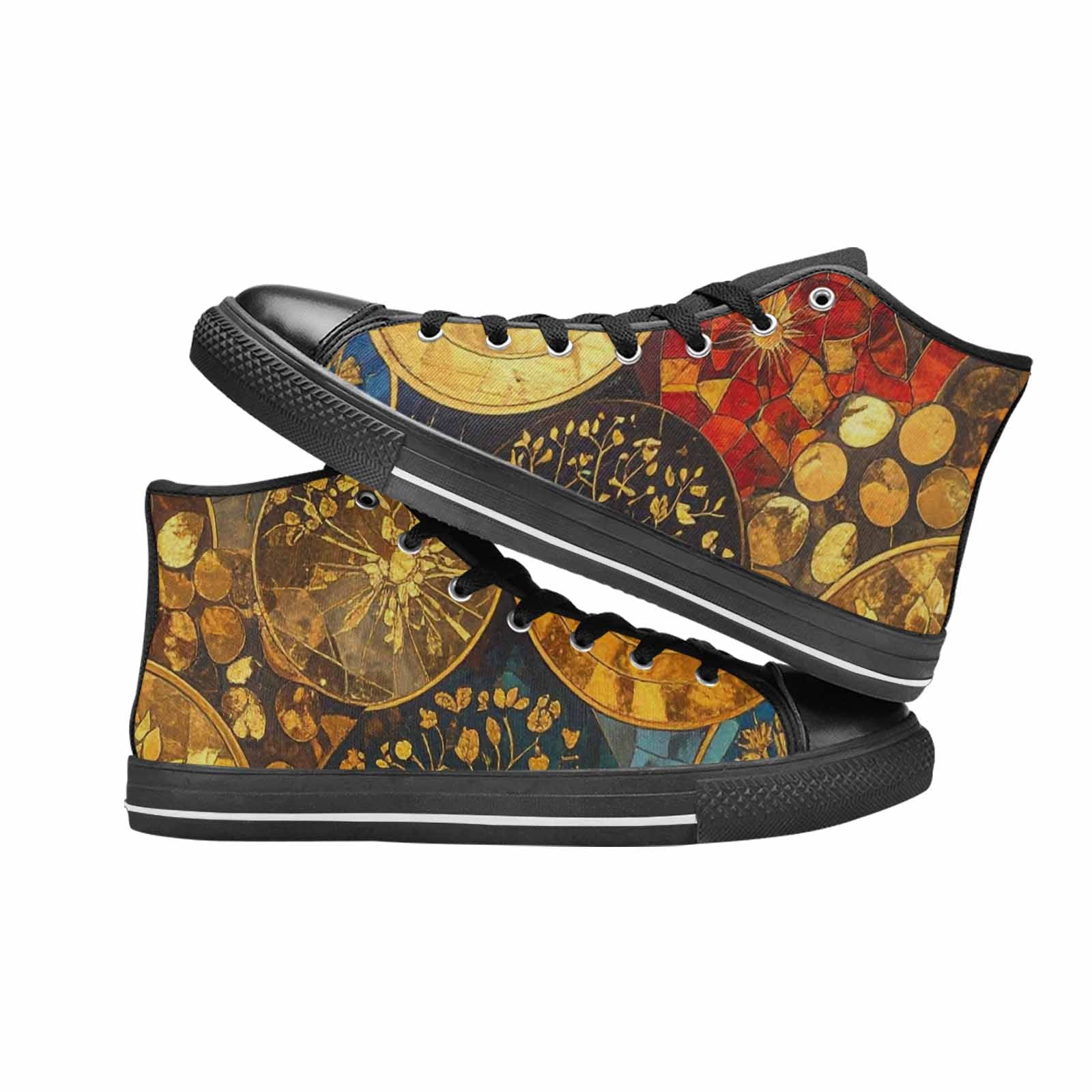 WOMEN'S Klimt-Style Gold Leaf High Top Canvas Y2K Sneakers