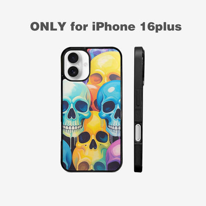 iPhone 16 Plus Case — Dripping Candy Skulls, Custom Phone Case