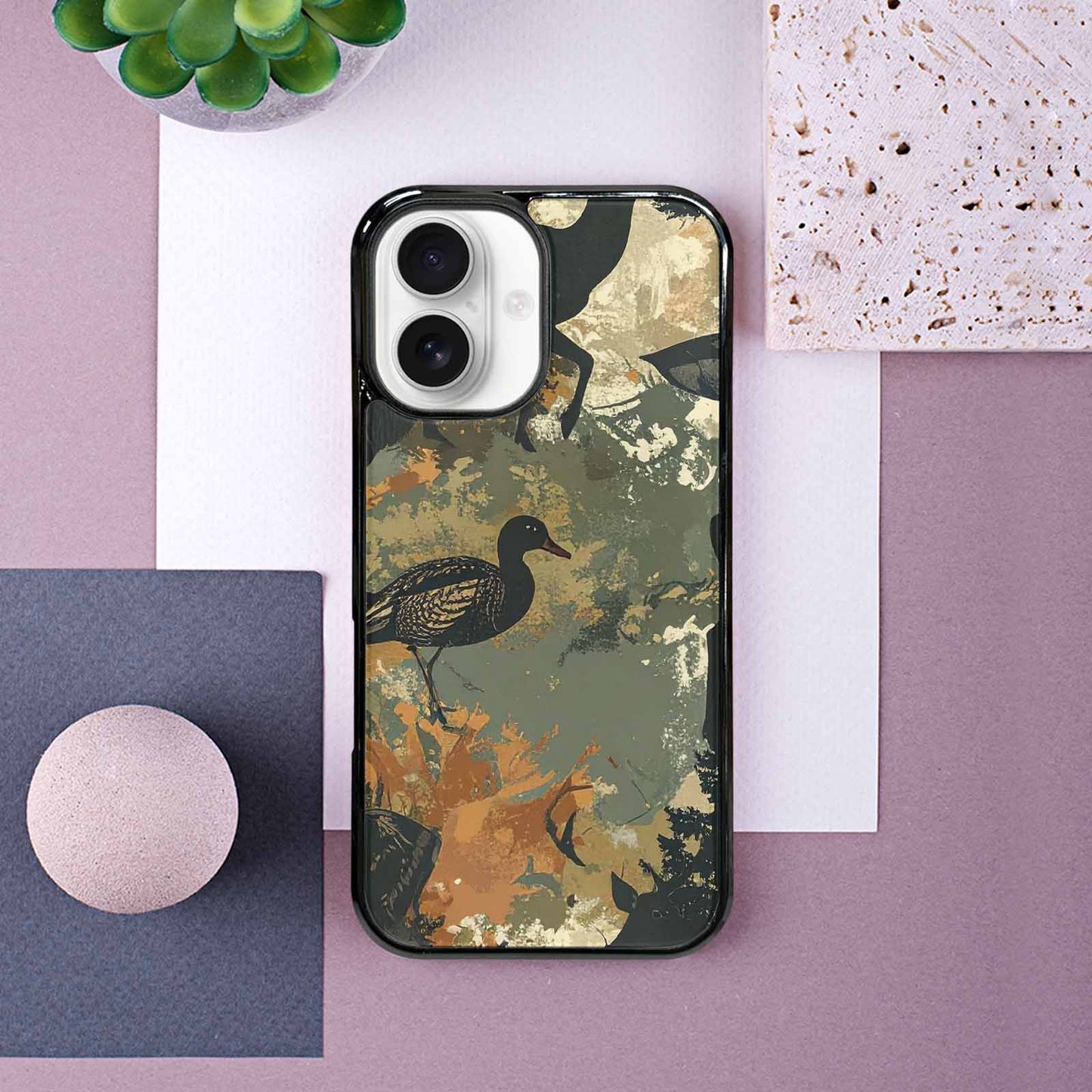 iPhone 16 Case — Hunting Camouflage Pattern With Deer And, Personalized Phone Case
