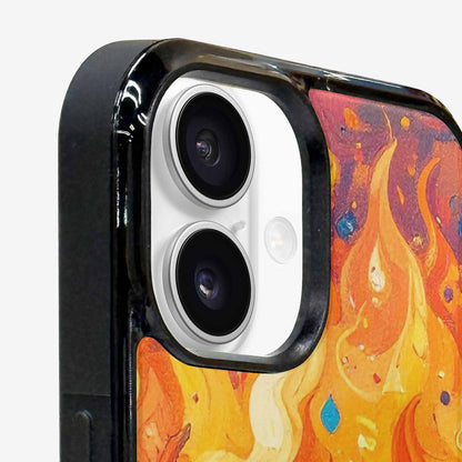iPhone 16 Plus Case — Flame Burst Full Color Vibrant Flame, Custom Printed Phone Case