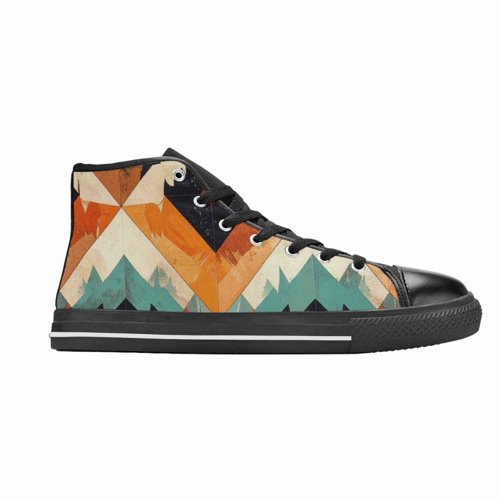 MEN'S Southwestern Geometric Diamond High Top Canvas Grunge Custom Shoes