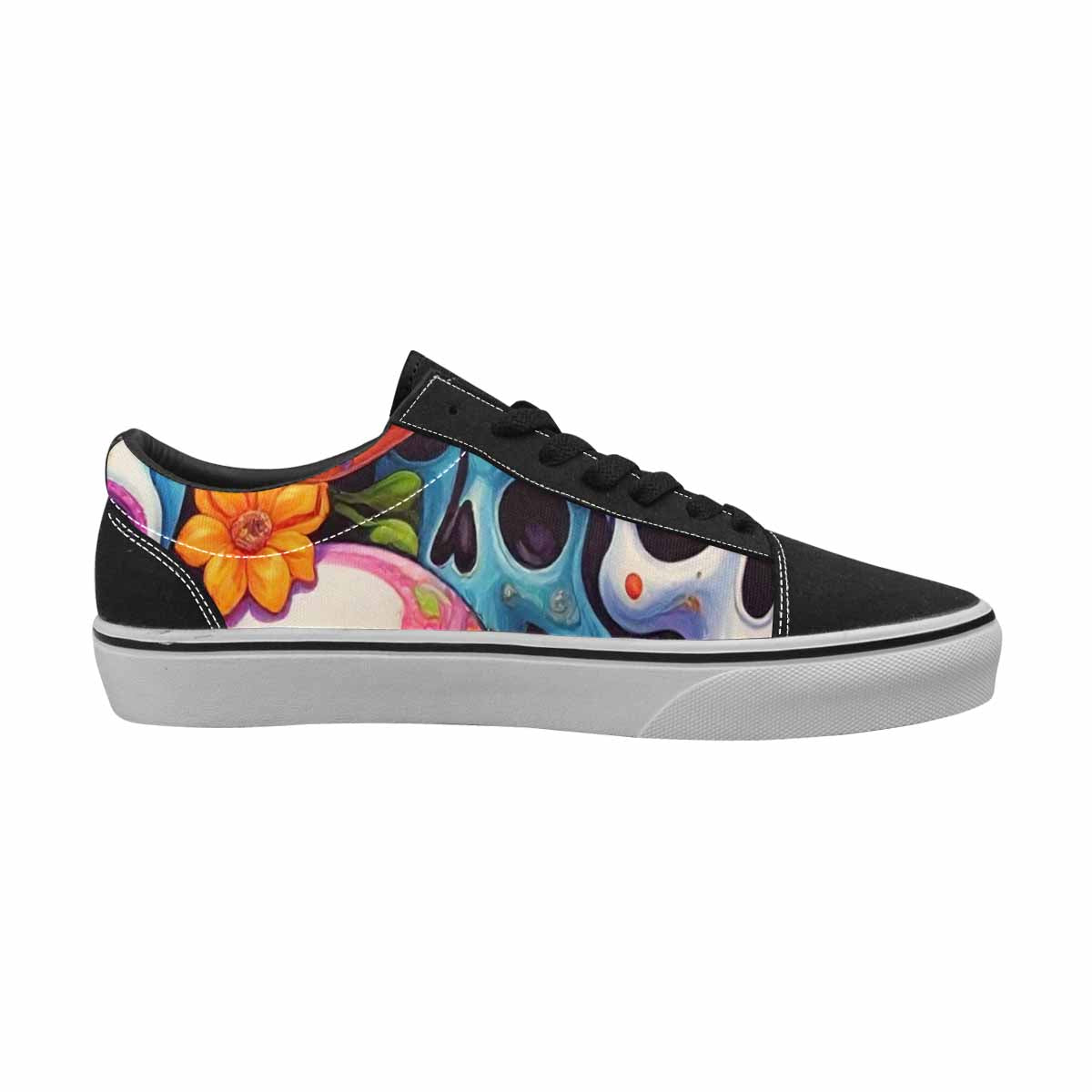WOMEN'S Sugar Skulls Melting Sugar Lace-Up Canvas Wallpaper Art Sneakers
