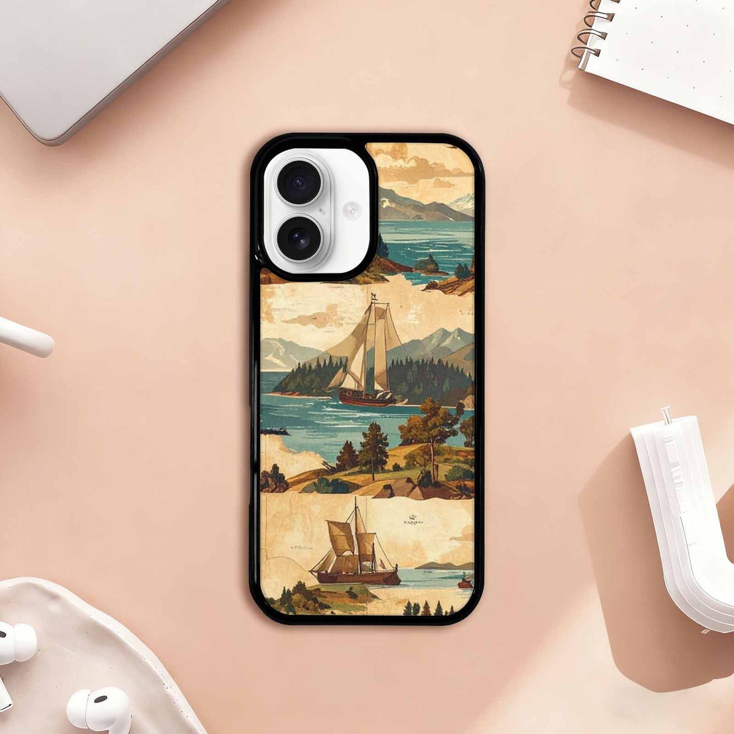 iPhone 17 Case — Vintage Travel Artwork Pattern Retro Vintage, Custom Printed Phone Case