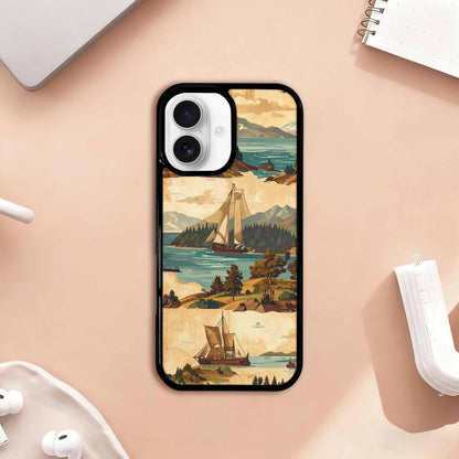 iPhone 17 Case — Vintage Travel Artwork Pattern Retro Vintage, Custom Printed Phone Case