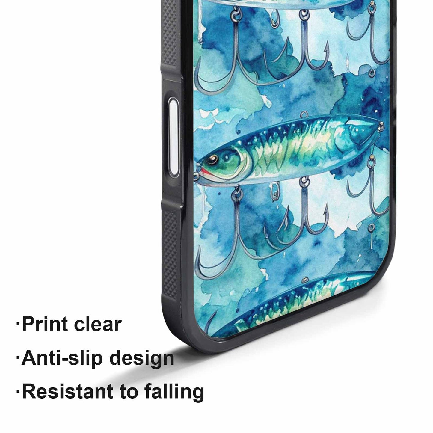 iPhone 17 Pro Case — Fishing Lure And Hook Pattern Watercolor, Original Design Phone Case