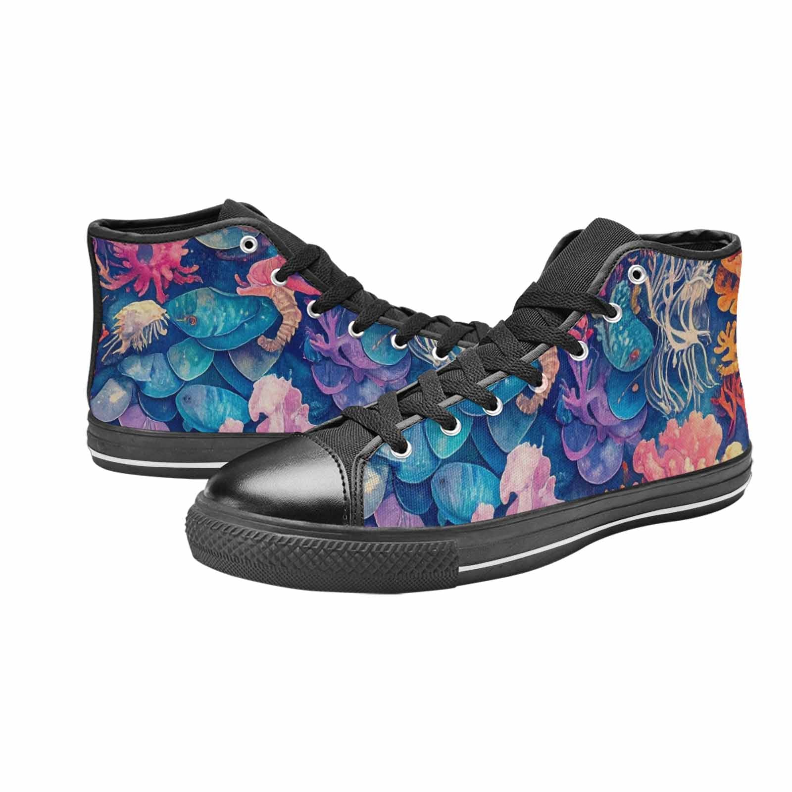 MEN'S Fish Scale Coral High Top Canvas Surreal Custom Sneakers