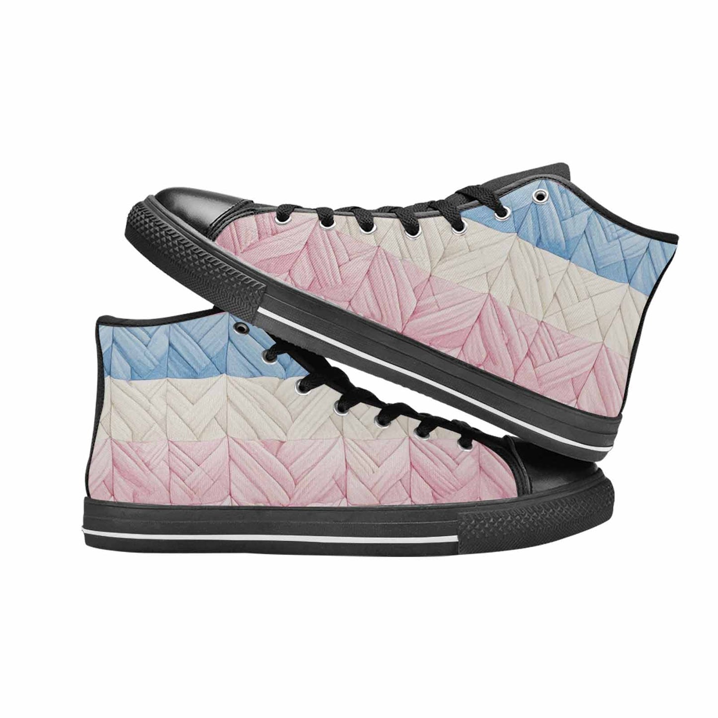 MEN'S Transgender Flag Color High Top Canvas Aesthetic Custom Sneakers