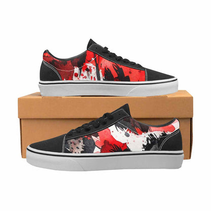 WOMEN'S Animal Print (black & Lace-Up Canvas Kaleidoscope Custom Sneakers