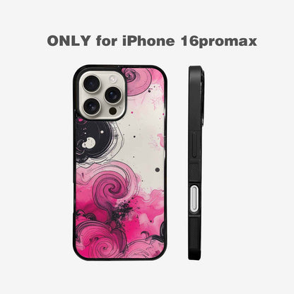 iPhone 16 Pro Max Case — Van Gogh Swirl Black Pink Ink, Custom Designed Case Cover
