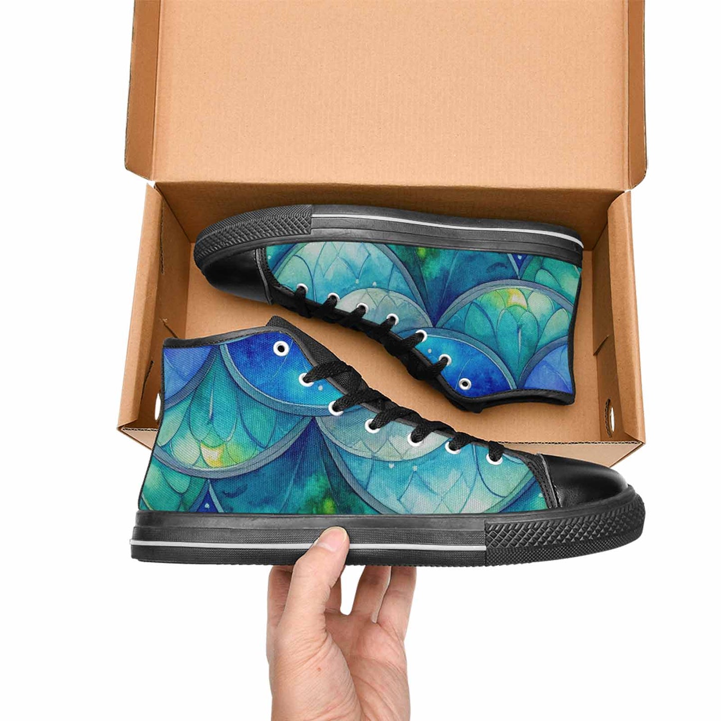 WOMEN'S Mermaid Scale High Top Canvas Aesthetic Custom Shoes