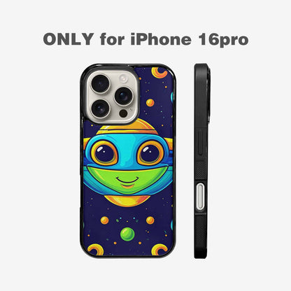 iPhone 16 Pro Case — Alien Ufo Cartoon Art Pattern, Custom Made Phone Cover