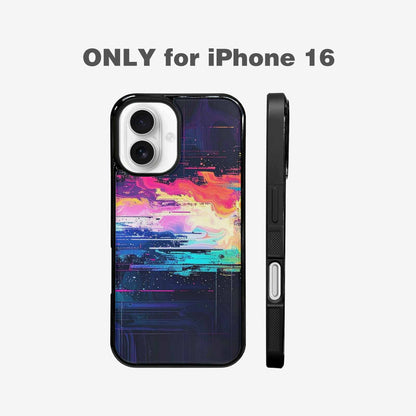iPhone 16 Case — Glitch Dark Art Seamless Pattern Vibrant, Custom Art Phone Cover