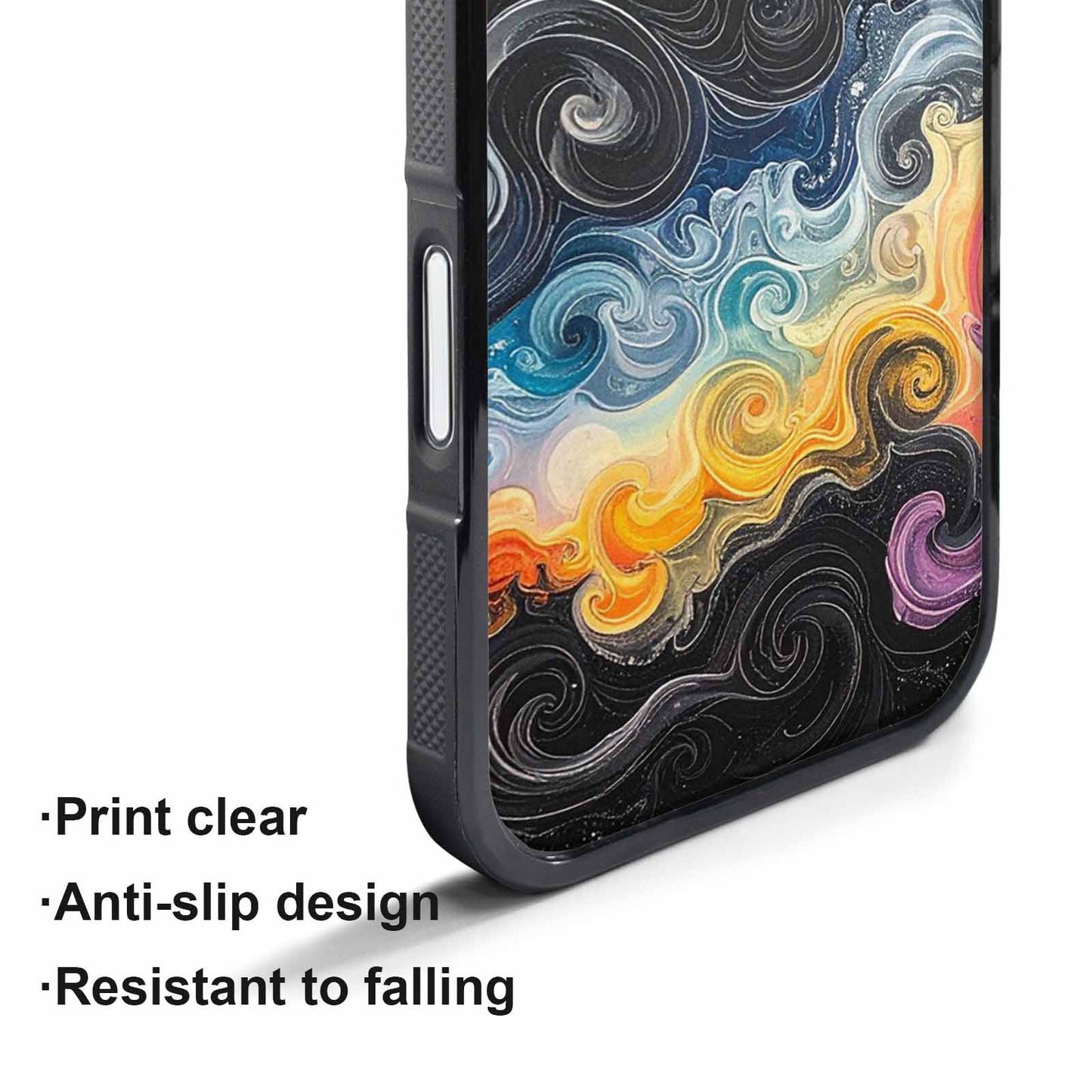 iPhone 17 Pro Case — Tie Dye Swirls Black White Tie, Original Design Phone Case