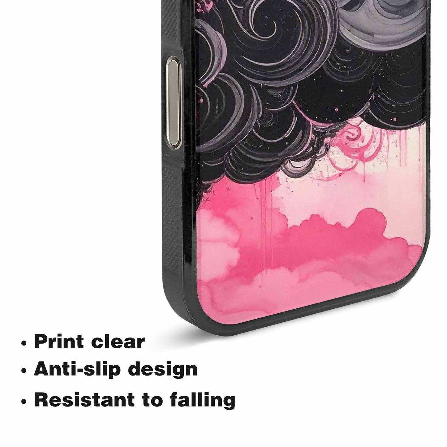 iPhone 16 Pro Max Case — Van Gogh Swirl Black Pink Ink, Custom Print Case Cover