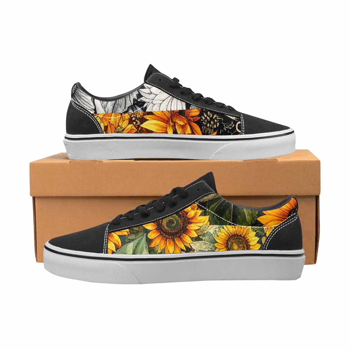 WOMEN'S Sunflower Canvas Lace-Up Wallpaper Art Sneakers