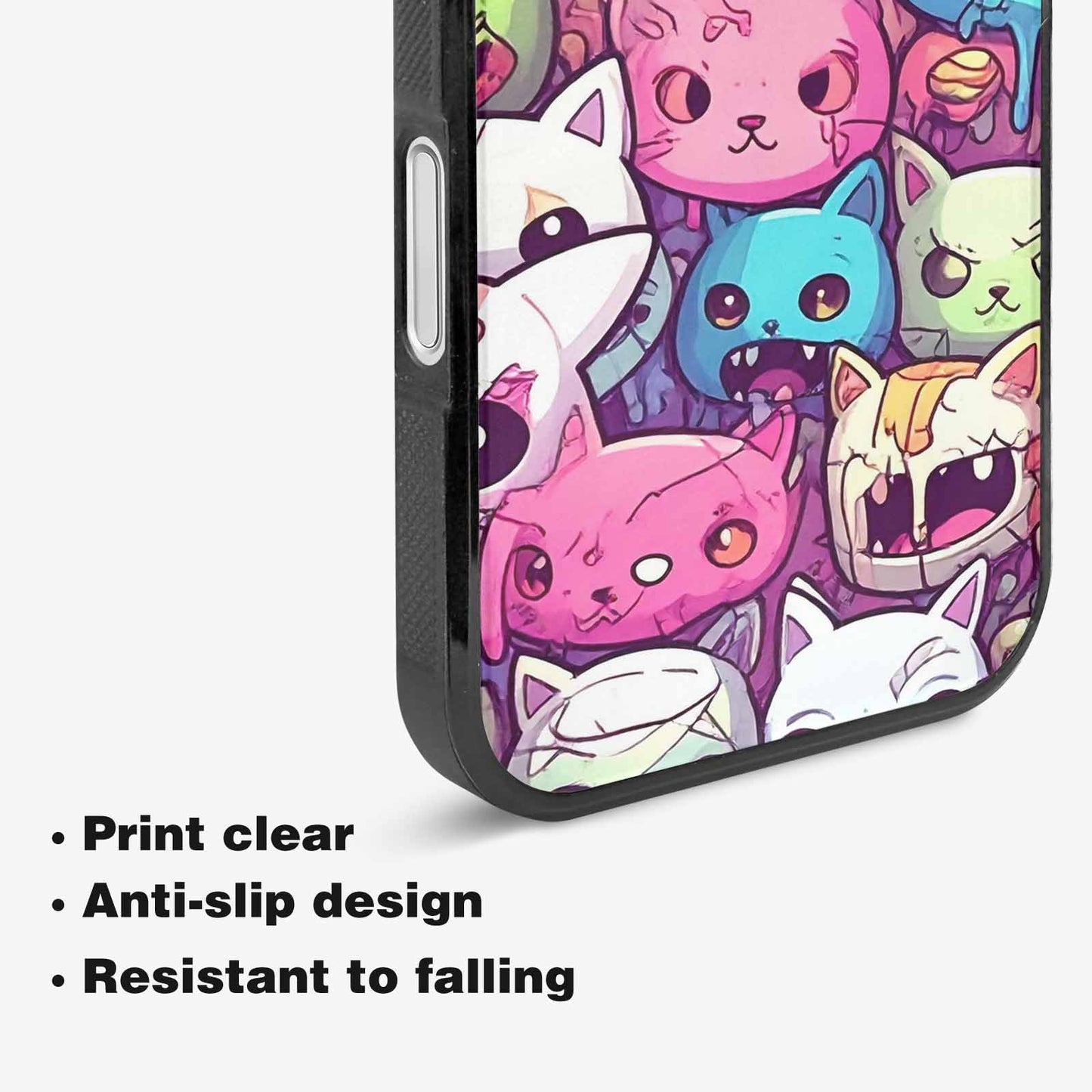 iPhone 16 Case — Pastel Gore Cat Character Pattern Hundreds, Personalized Phone Case
