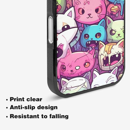 iPhone 16 Case — Pastel Gore Cat Character Pattern Hundreds, Personalized Phone Case