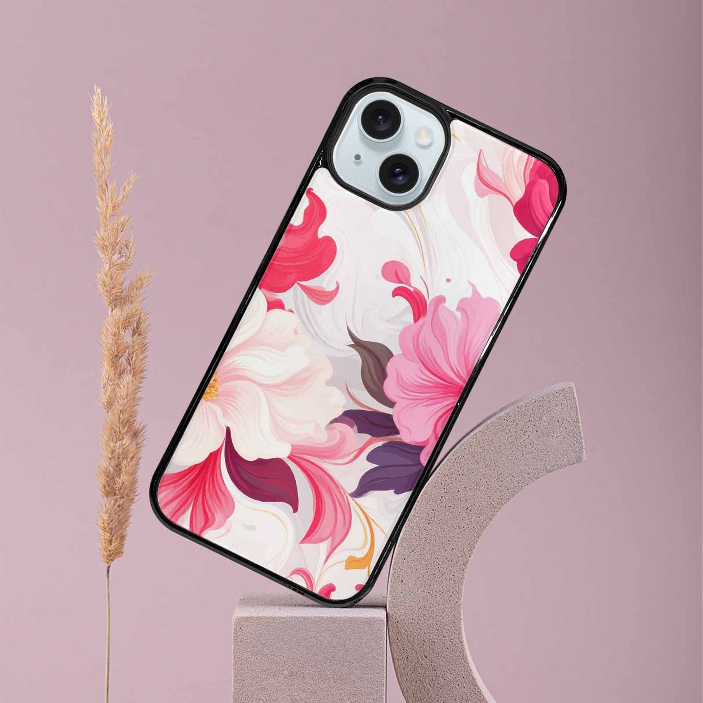 iPhone 15 Plus Case — Marble Floral Custom Personalized Phone Cover, Original Design Phone Case