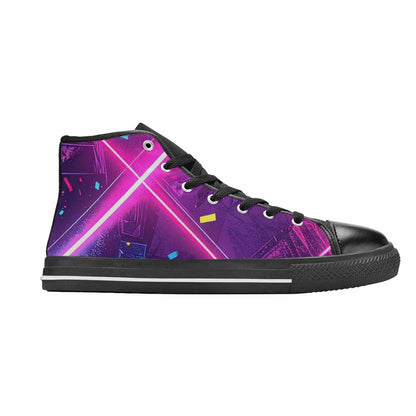 MEN'S Neon Grid Confetti High Top Canvas Vivid Custom Sneakers