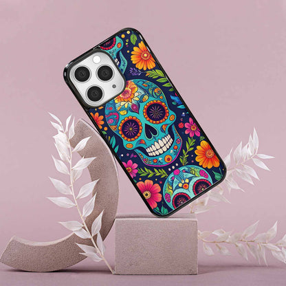 iPhone 15 Pro Max Case — Rainbow Sugar Skull Weave 3 Personalized, Custom Printed Phone Case