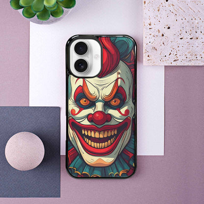 iPhone 16 Case — Evil Circus Heads Faces Overlapping Patterns, Original Design Phone Case