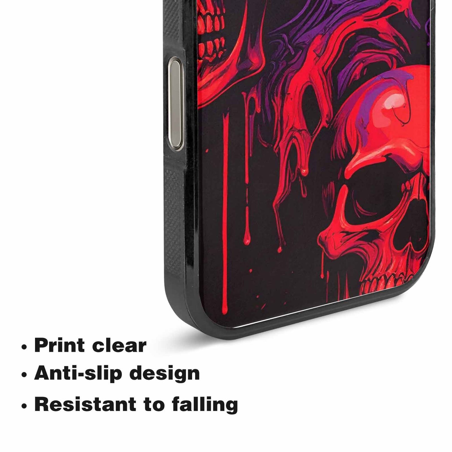 iPhone 15 Pro Max Case — Red Purple Skeletons Neon Drip Melting, Custom Art Phone Cover