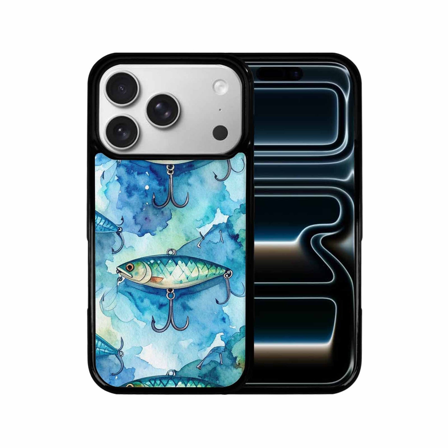 iPhone 17 Pro Case — Fishing Lure And Hook Pattern Watercolor, Unique Phone Case Design