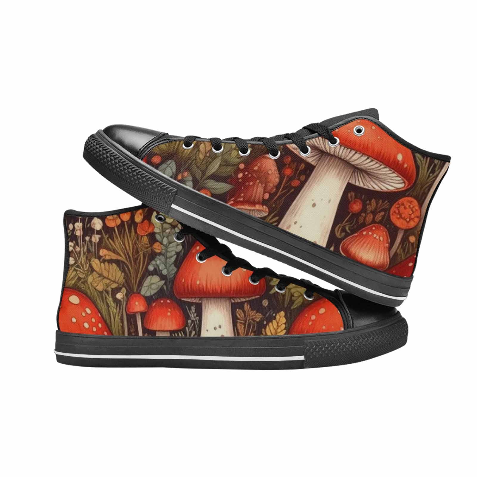WOMEN'S Mushroom High Top Canvas Vibrant Chaos Shoes