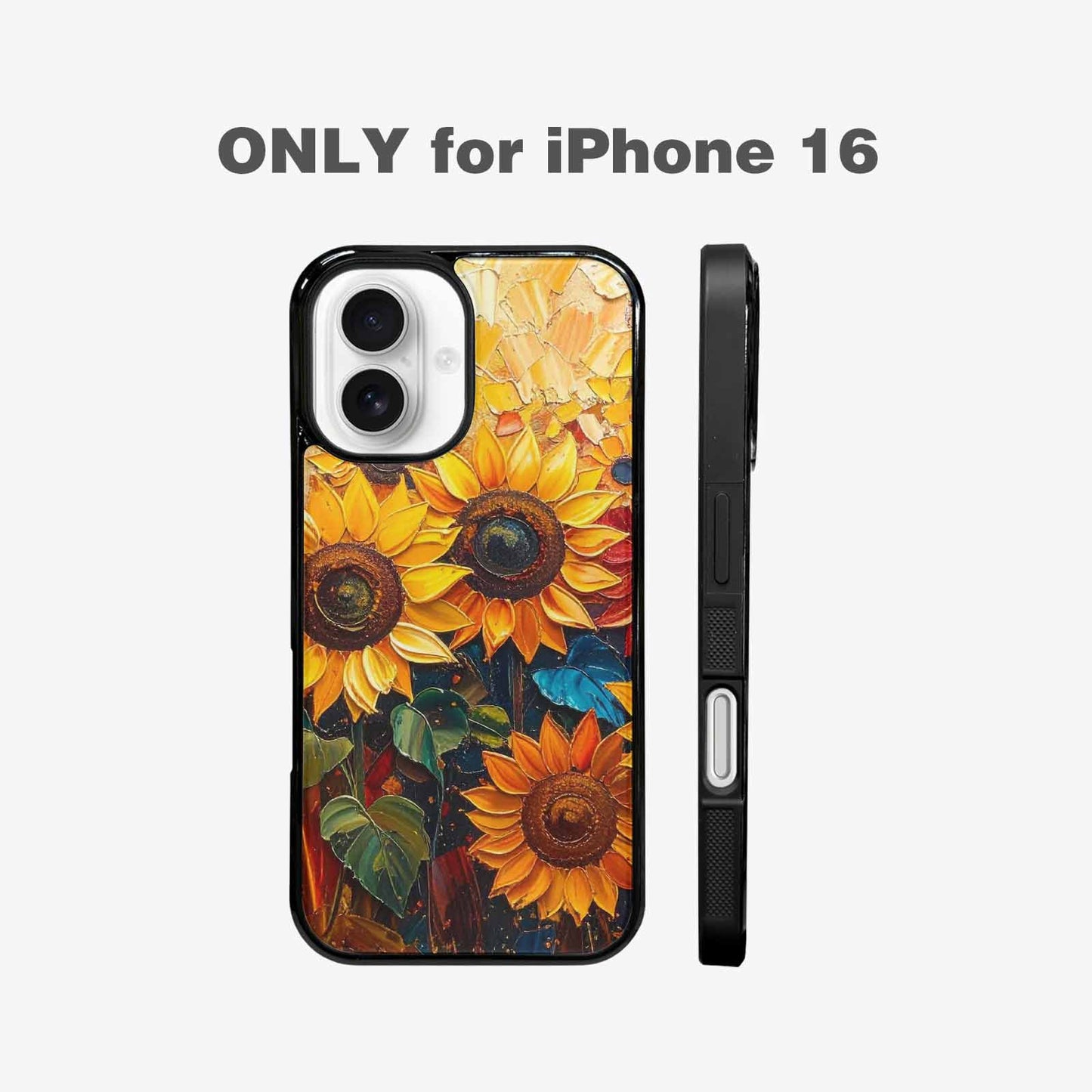 iPhone 16 Case — Impressionist Sunflower Brushstroke Pattern Hundreds Of, Custom Phone Case