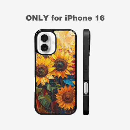 iPhone 16 Case — Impressionist Sunflower Brushstroke Pattern Hundreds Of, Custom Phone Case