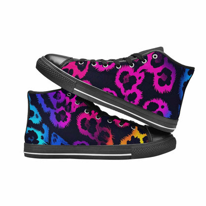 WOMEN'S Leopard Print Neon High Top Canvas Neon Fantasy Custom Sneakers