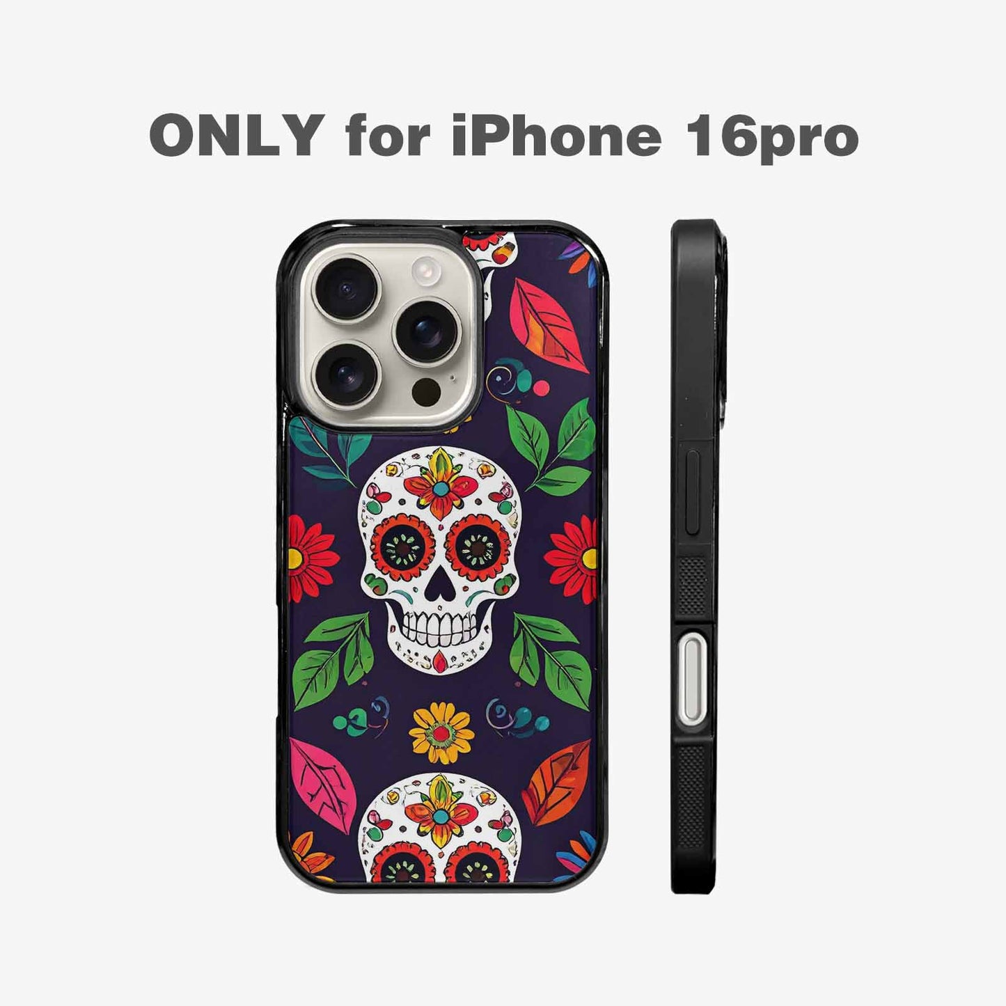 iPhone 16 Pro Case — Sunflowers And Skulls, Custom Art Phone Cover