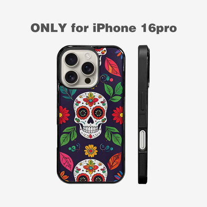 iPhone 16 Pro Case — Sunflowers And Skulls, Custom Art Phone Cover