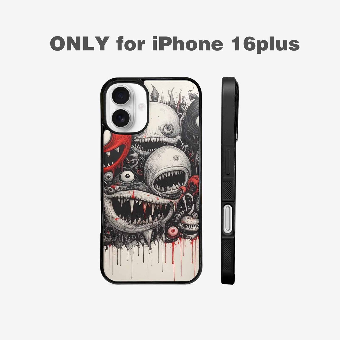 iPhone 16 Plus Case — Multi Eye Monster Black Red Ink, Custom Designed Case Cover