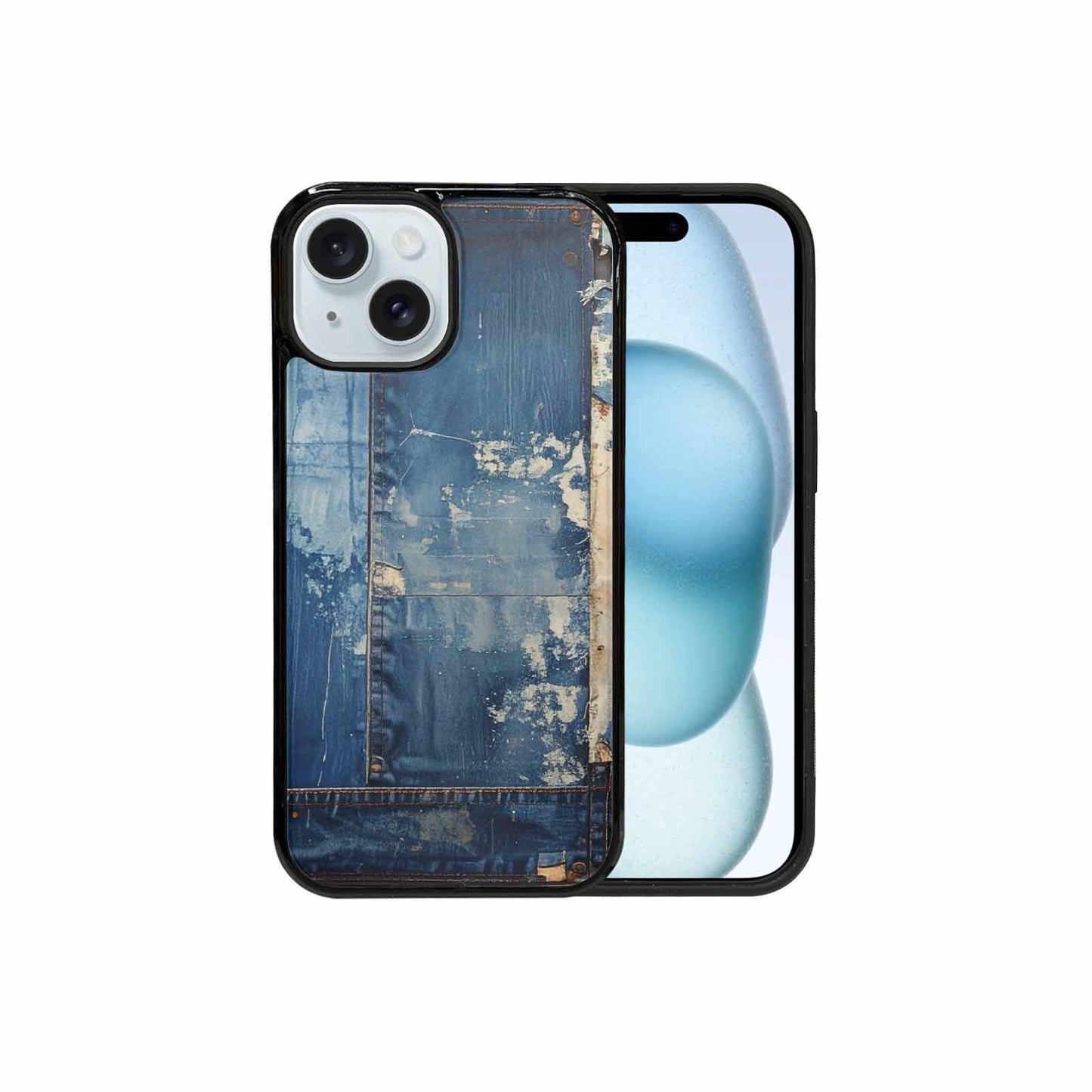 iPhone 15 Case — Denim Distressed Textures Print Edge To, Original Design Phone Case