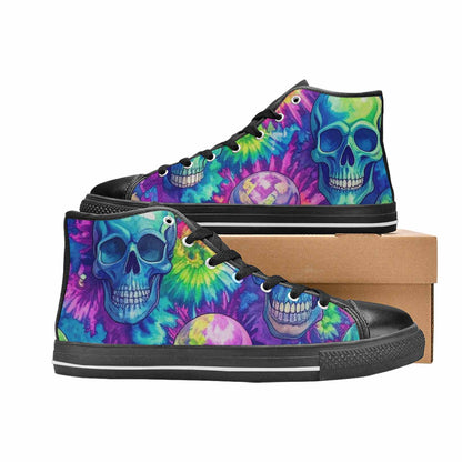 WOMEN'S Tie Dye Skulls Print High Top Canvas Aesthetic Sneakers