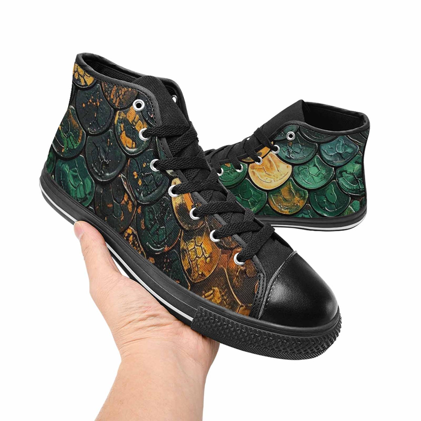 MEN'S Snake Skin Reptile High Top Canvas Surreal Shoes